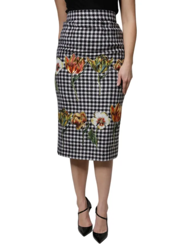 Multicolor Floral Print High Waist Pencil Cut Skirt