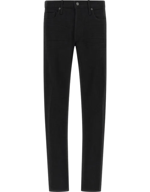 Black Cotton Straight-leg Jeans