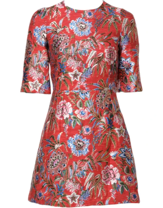 Floral Jacquard A-line Mini Dress