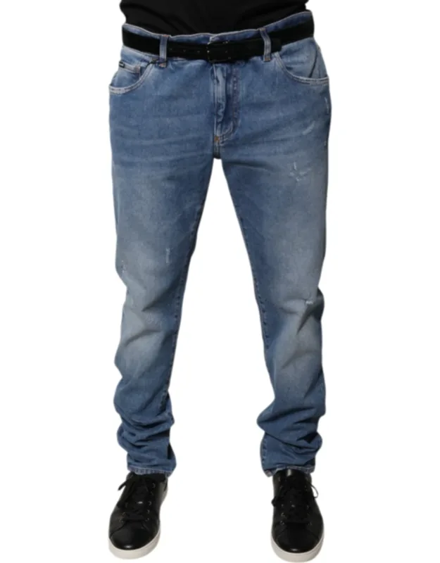 Light Blue Cotton Skinny Denim Jeans