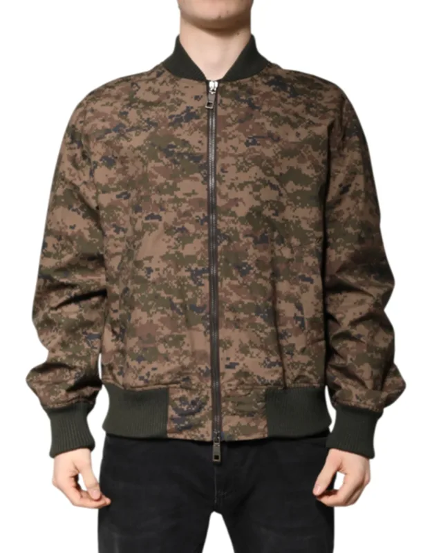 Camouflage Bomber Full Zip Jacket