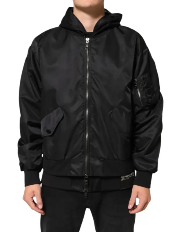 Hooded Full Zip Bomber Jacket