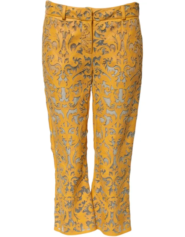 Floral Lace Mid Waist Capri Pants