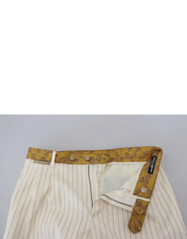 Off White Gold Striped Tuxedo Slim Fit Suit