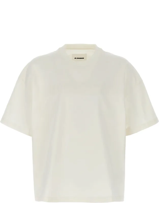 Jil Sander Cotton T-shirt - Striking Front Logo Print, Classic Crew Neck