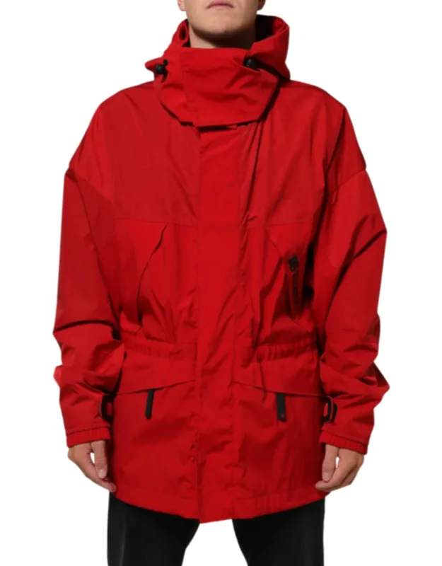 Nylon Hooded Full Zip Parka Jacket