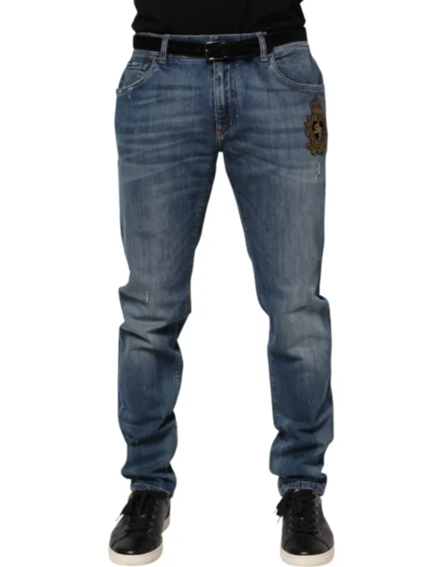 Logo Embroidery Denim Jeans