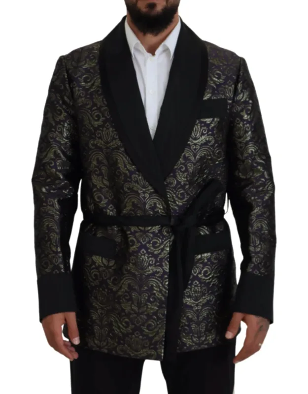 Gold Purple Baroque Jacket Blazer Robe