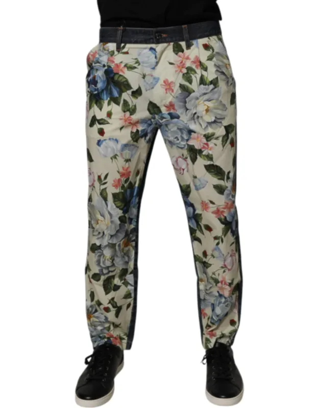 Floral Cotton Denim Jeans