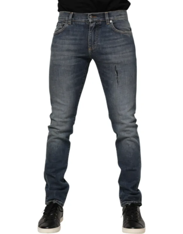 Washed Cotton Skinny Denim Jeans