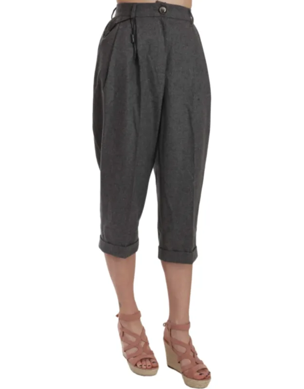 Wool Cropped Trouser Pleated Pants Virgin Cashmere