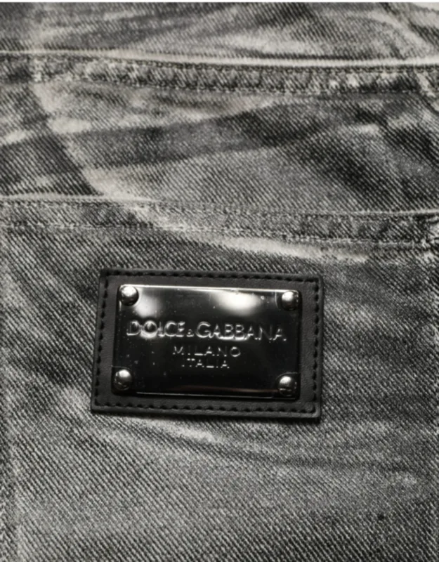 Washed Mid Waist Straight Denim Jeans