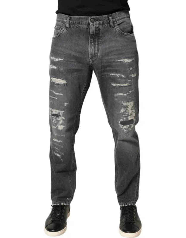 Tattered Cotton Loose Denim Jeans