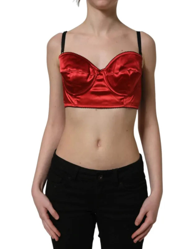 Polyester Satin Bustier Cropped Tank Top