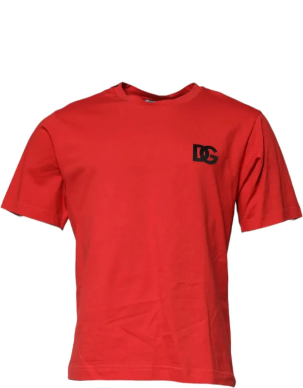 Dg Logo Patch Cotton Crew Neck T-shirt