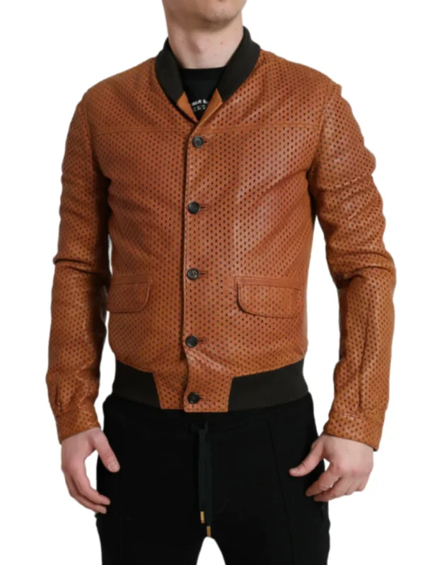 Lambskin Leather Perforated Jacket