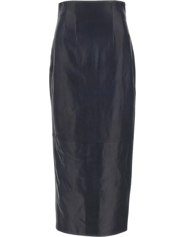 Lamb Leather Midi Skirt