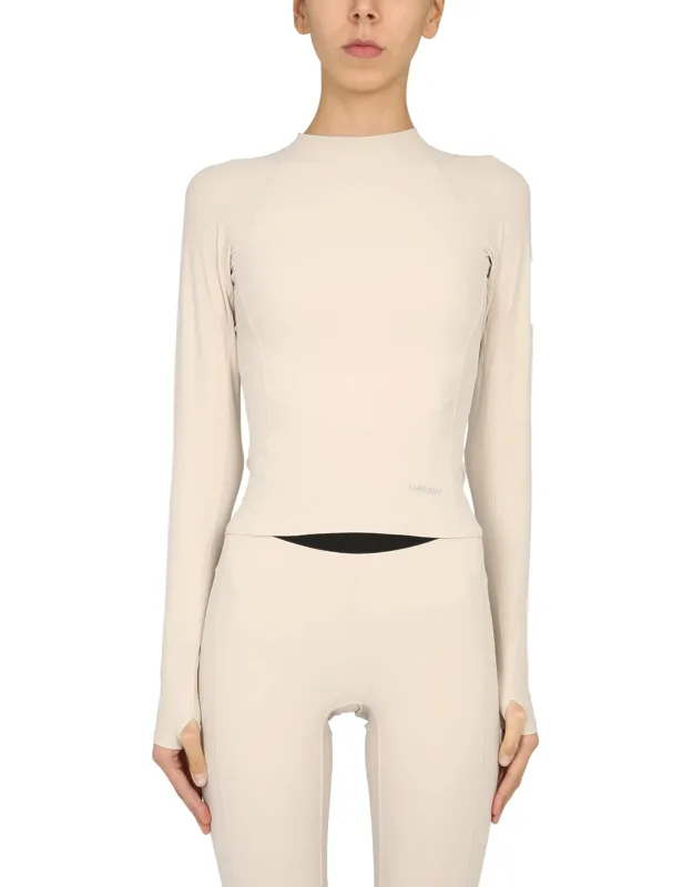 Ambush Long Sleeve T-shirt With Polo Neck And Back Zip
