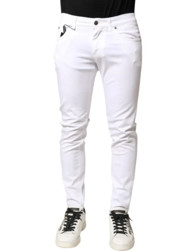 White Cotton Stretch Skinny Denim Jeans