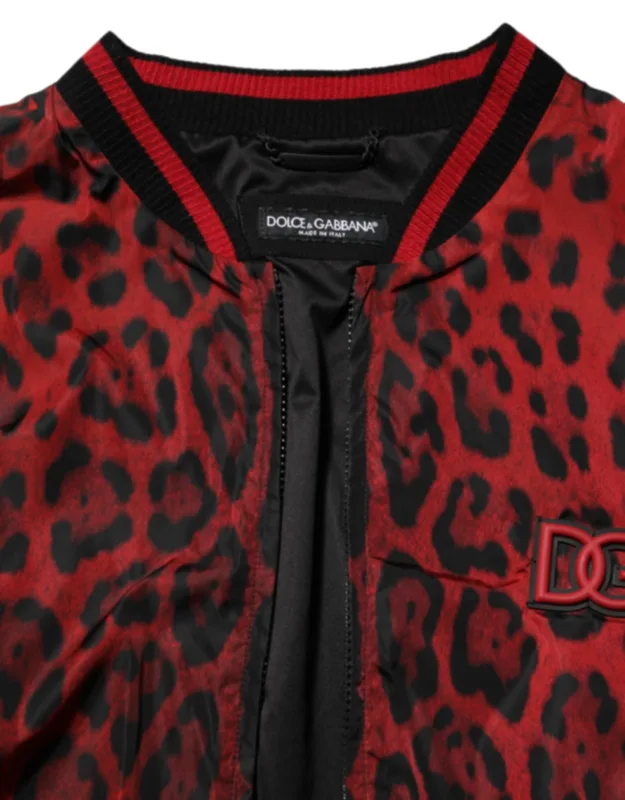 Leopard Print Full Zip Bomber Jacket