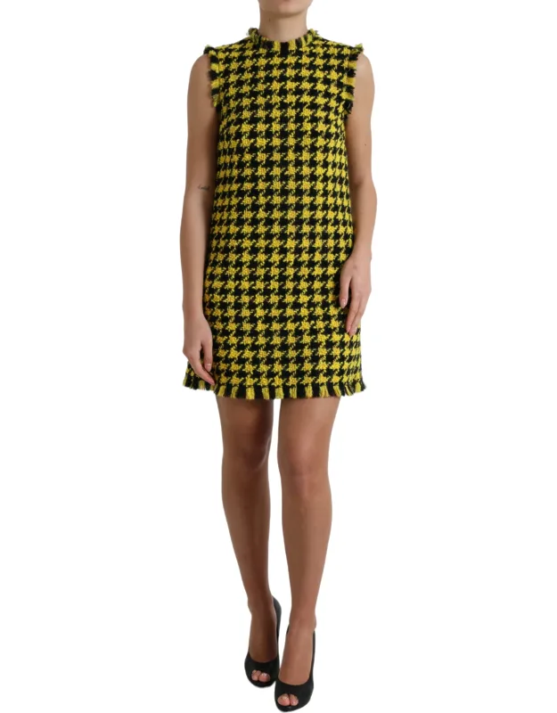 Houndstooth Sleeveless Aline Mini Dress