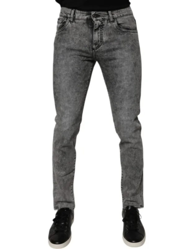 Washed Cotton Slim Fit Denim Jeans