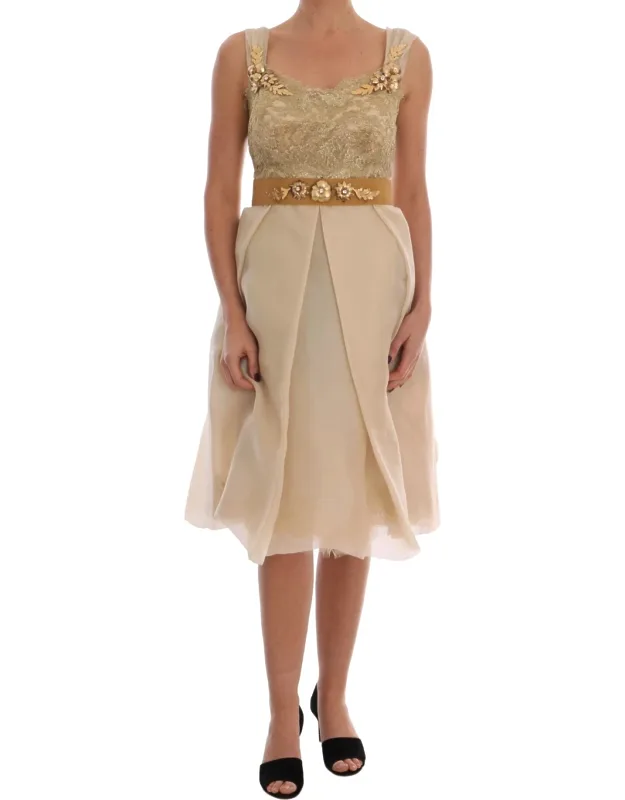 Gold Silk Crystal Embellished Dress
