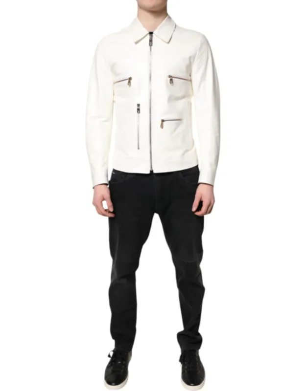 Collared Full Zip Biker Coat Jacket