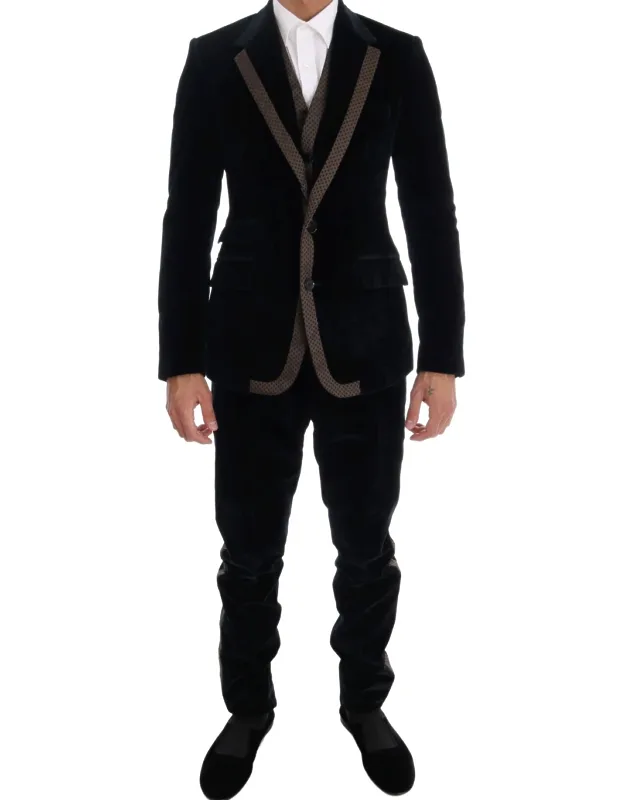 Velvet Two Button Slim 3 Piece Suit