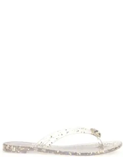 Gold Polyurethane Flat Sandals