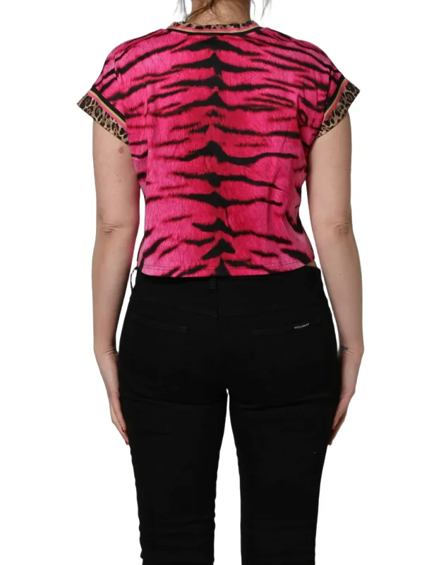 Zebra Sleeveless Crew Neck Cropped T-shirt