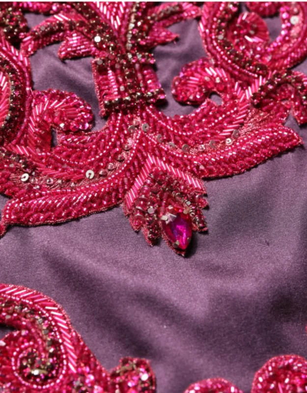 Silk Crystal Strapless Floor Length Gown