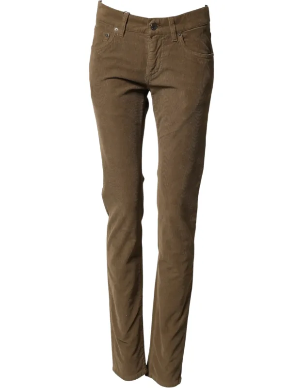 Brown Cotton Stretch Skinny Denim Jeans