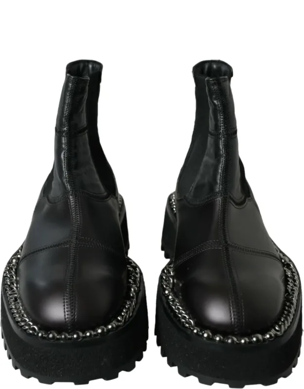 Leather Slip-on Stretch Chelsea Boots