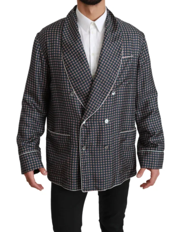 Patterned Double Breasted Coat Jacket