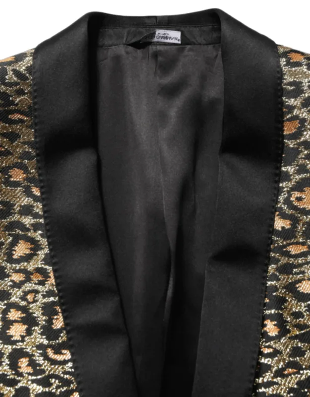 Gold Leopard Single Breasted Coat