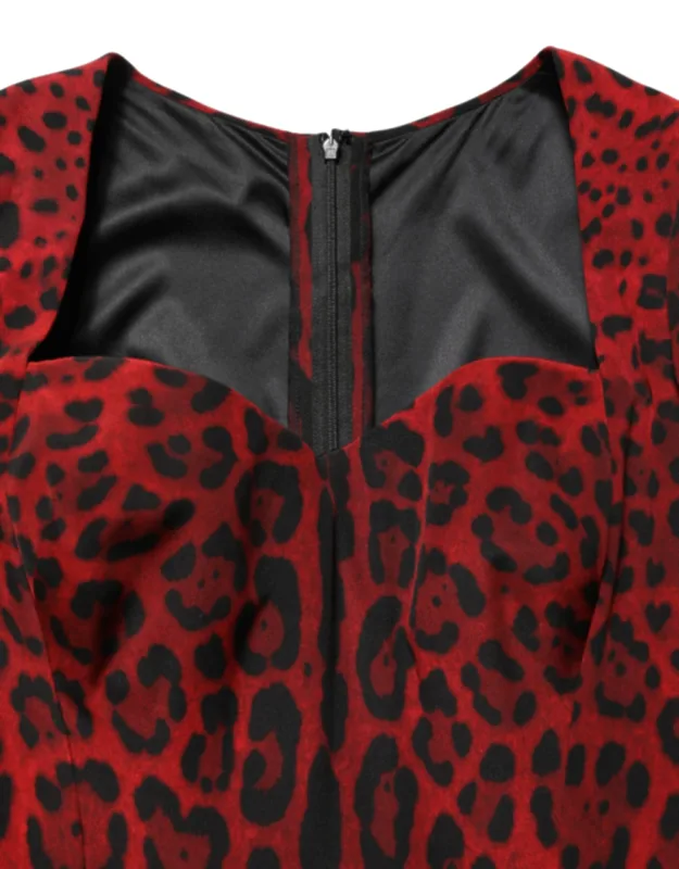 Leopard Print Sheath Long Sleeve Dress