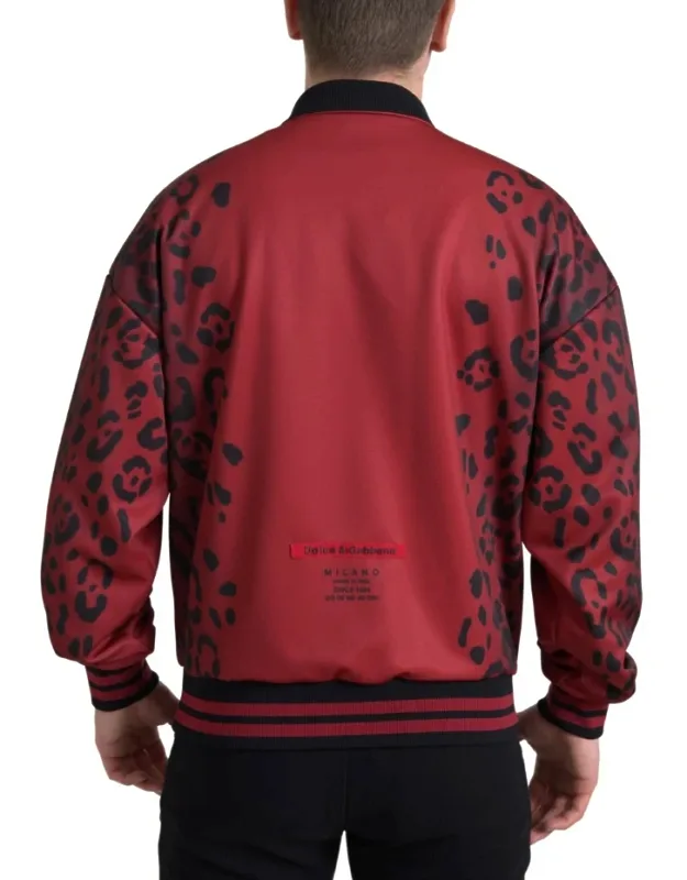 Leopard Polyester Bomber Jacket