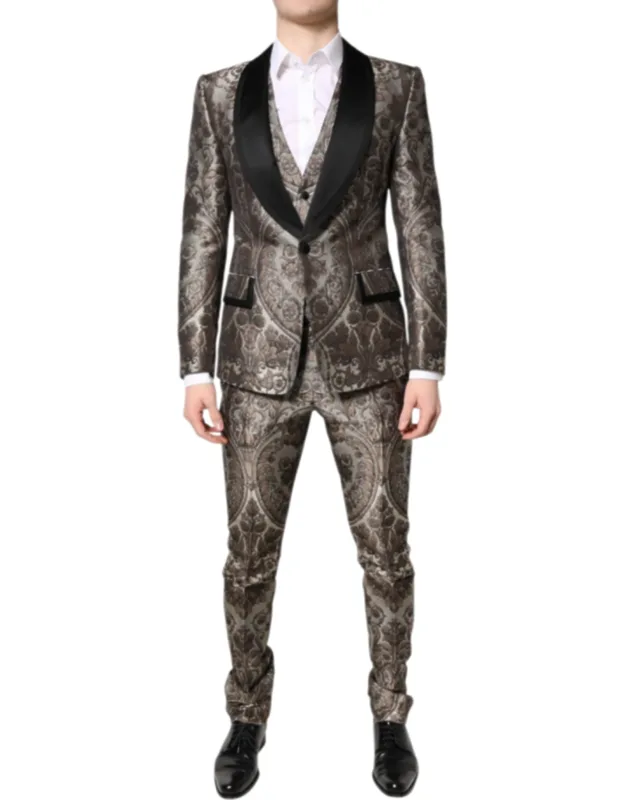 Multicolor Jacquard Single Breasted 3 Piece Suit