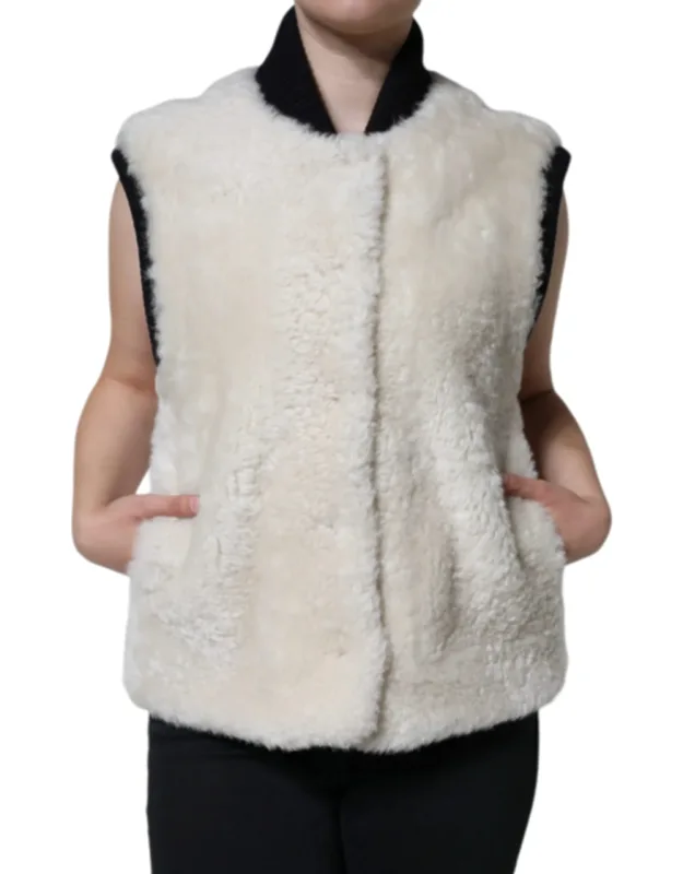 Shearling Leather Vest Coat Jacket