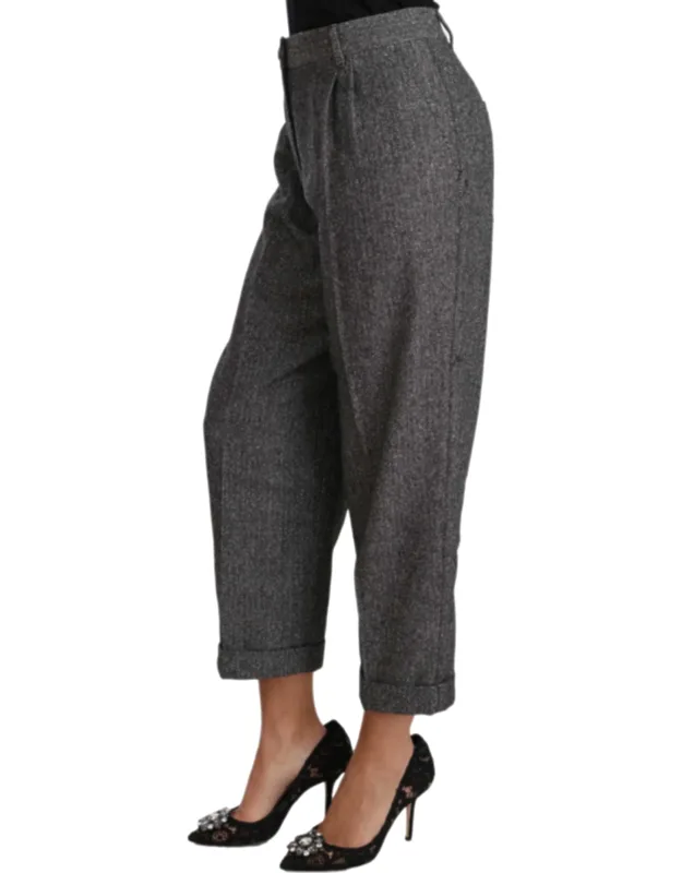 Wool Pleated Cropped Trouser Pants
