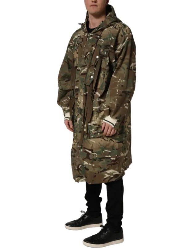Multicolor Camouflage Hooded Coat Jacket