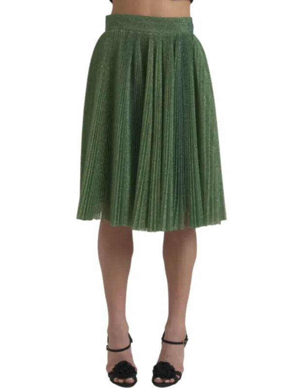 Metallic High Waist A-line Pleated Skirt