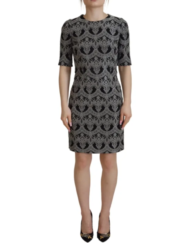 Jacquard Sheath Bodycon Dress