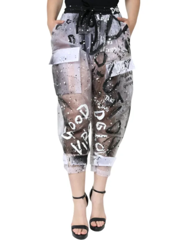 See Through Logo Cropped Cargo Pants