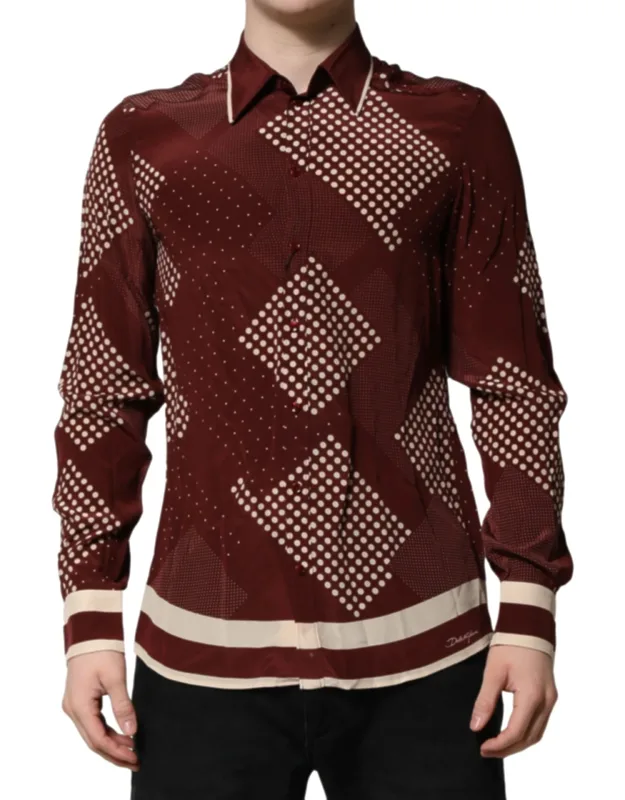 Dotted Silk Long Sleeve Casual Shirt