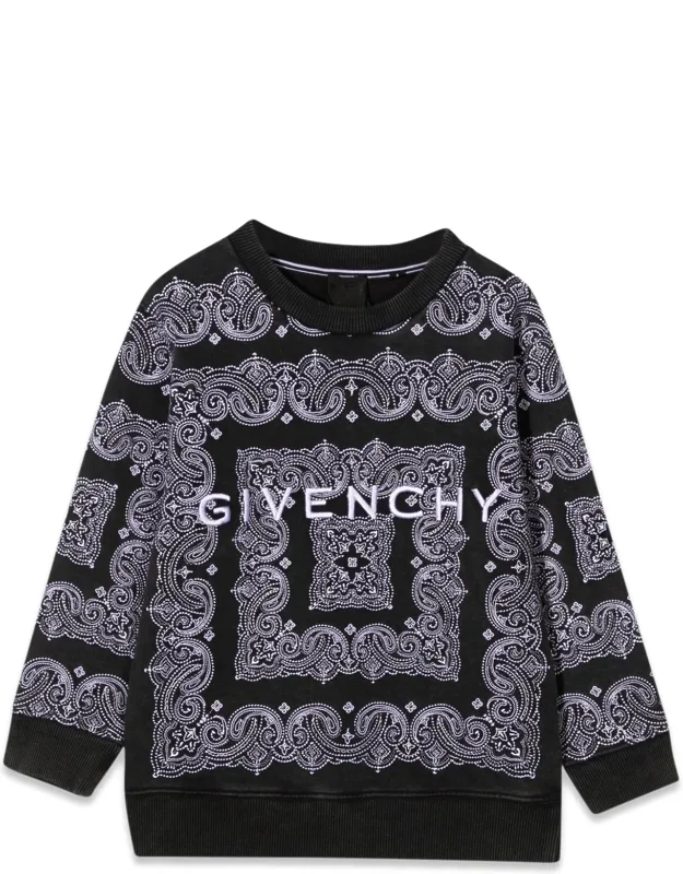 Crewneck Sweatshirt With Patterned Print And Logo