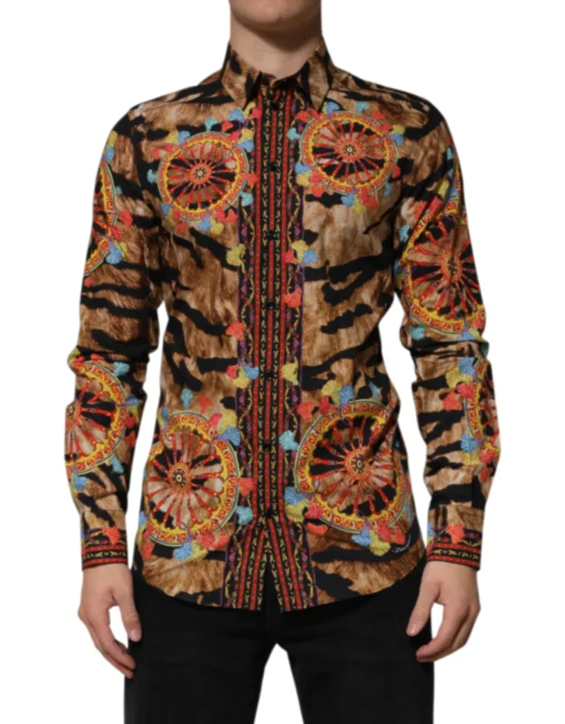 Gold Cotton Tiger Carretto Long Sleeve Shirt