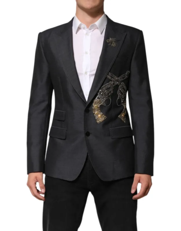 Bee Embroidery Wool Coat Blazer