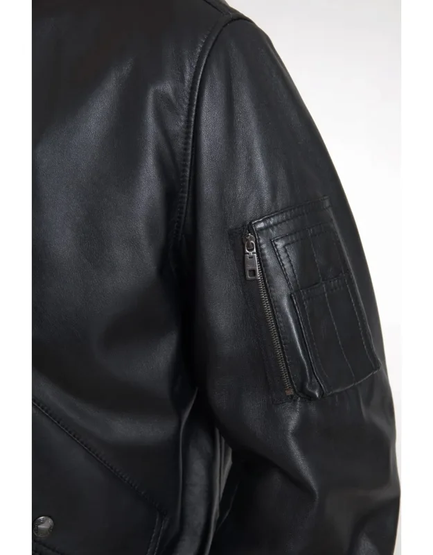 Leather Blouson Full Zip Bomber Jacket